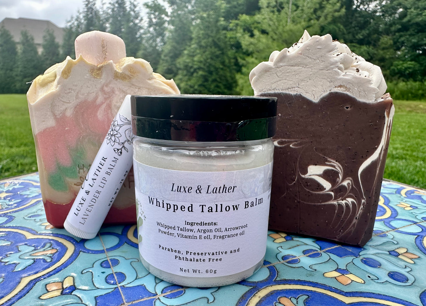 Tallow Gift Set for Her – Coffee & Beach Sunset Soaps + Heavenly Balm + Mango Lip Balm